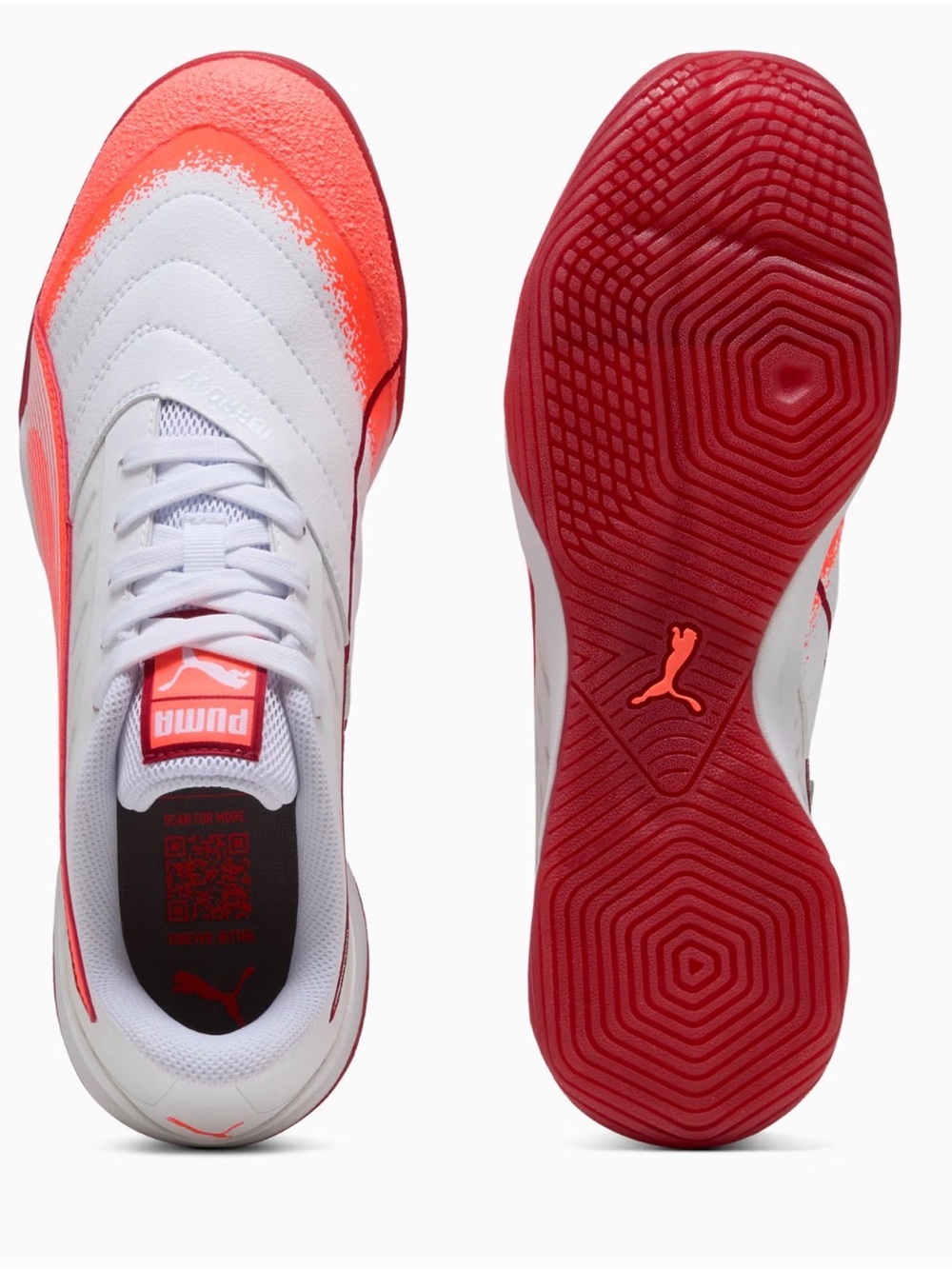 Brand New-PUMA Ibero IV Futsal Boots in white and glowing red